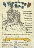Regensburger Z-Diplom <p>Number: # 0287 <p>Publisher: Funkamateure der Bundespost <p>Date: 27.9.1989
