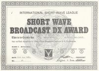 Short Wave Broadcast DX Award